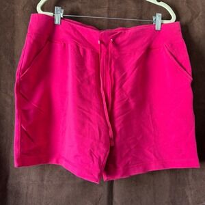 Danskin Now Womens XL Pink Posey Athletic Lounge Shorts Drawstring Pockets